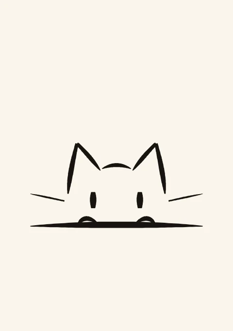 A peeking ink cat, the Sumicat mark, drawn in tapered brush strokes